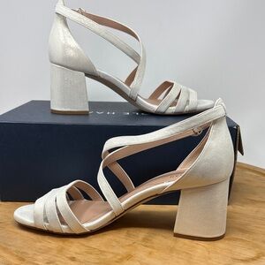 Cole Haan Ivory Strappy Block Heel Sandals